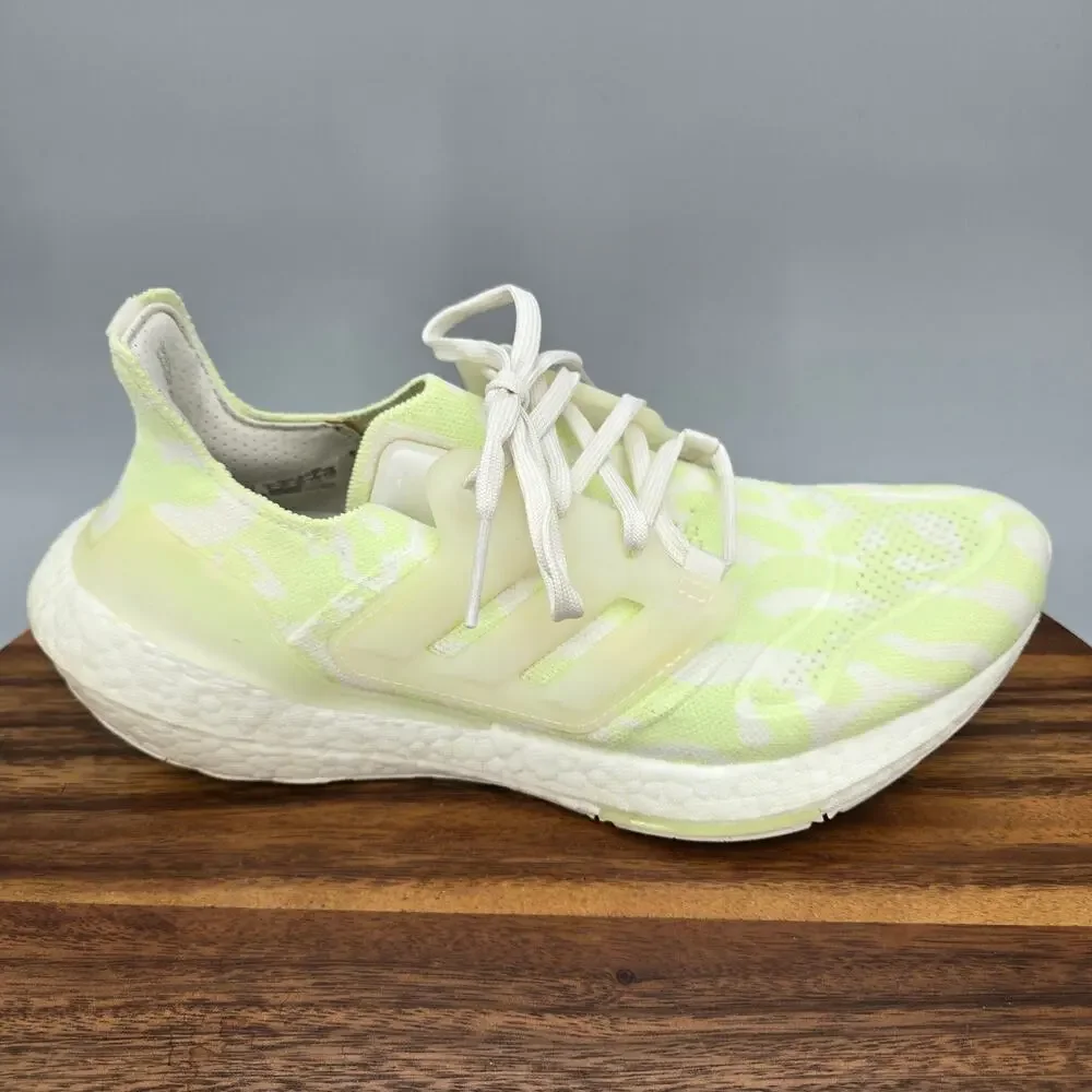 Adidas Ultraboost 22 Shoes Women's 8 Lime Green White Athletic Running Sneakers